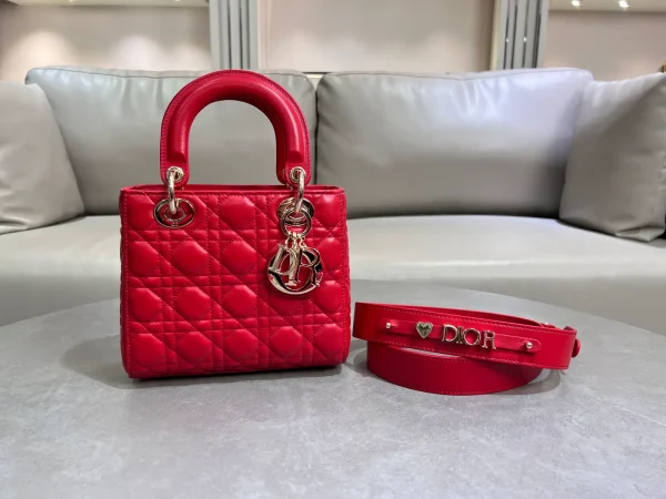 Dior Red Quilted Top Handle Bag with Detachable Strap image 1