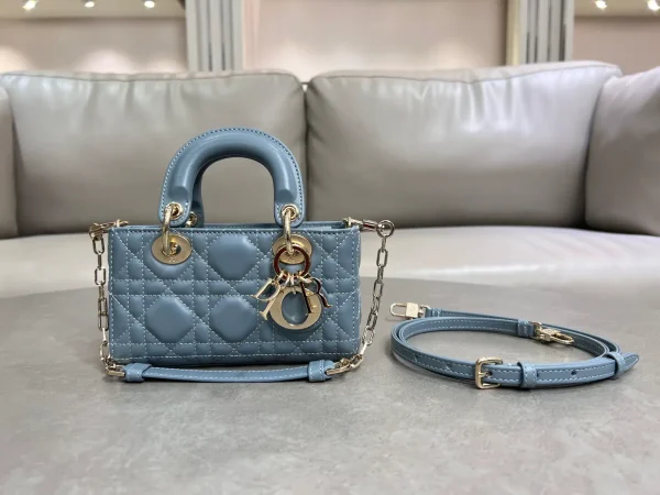 Dior Dusty Blue Quilted Lady D-Joy Top Handle Bag image 1