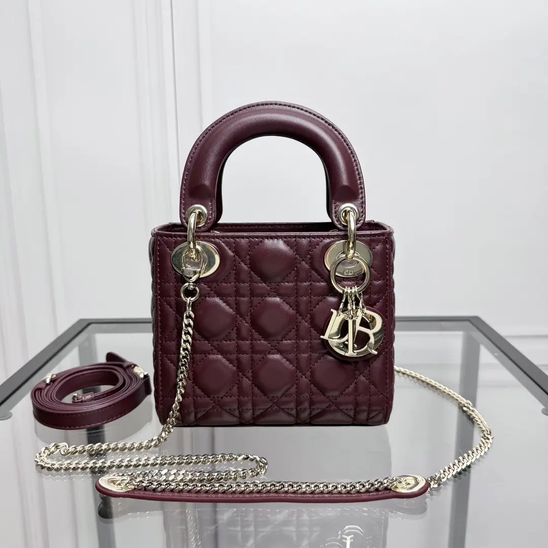 Dior Burgundy Quilted Top Handle Bag image 1