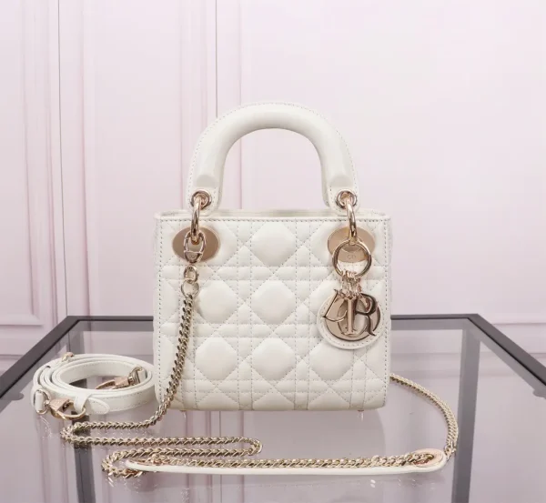 Dior White Quilted Top Handle Bag image 1