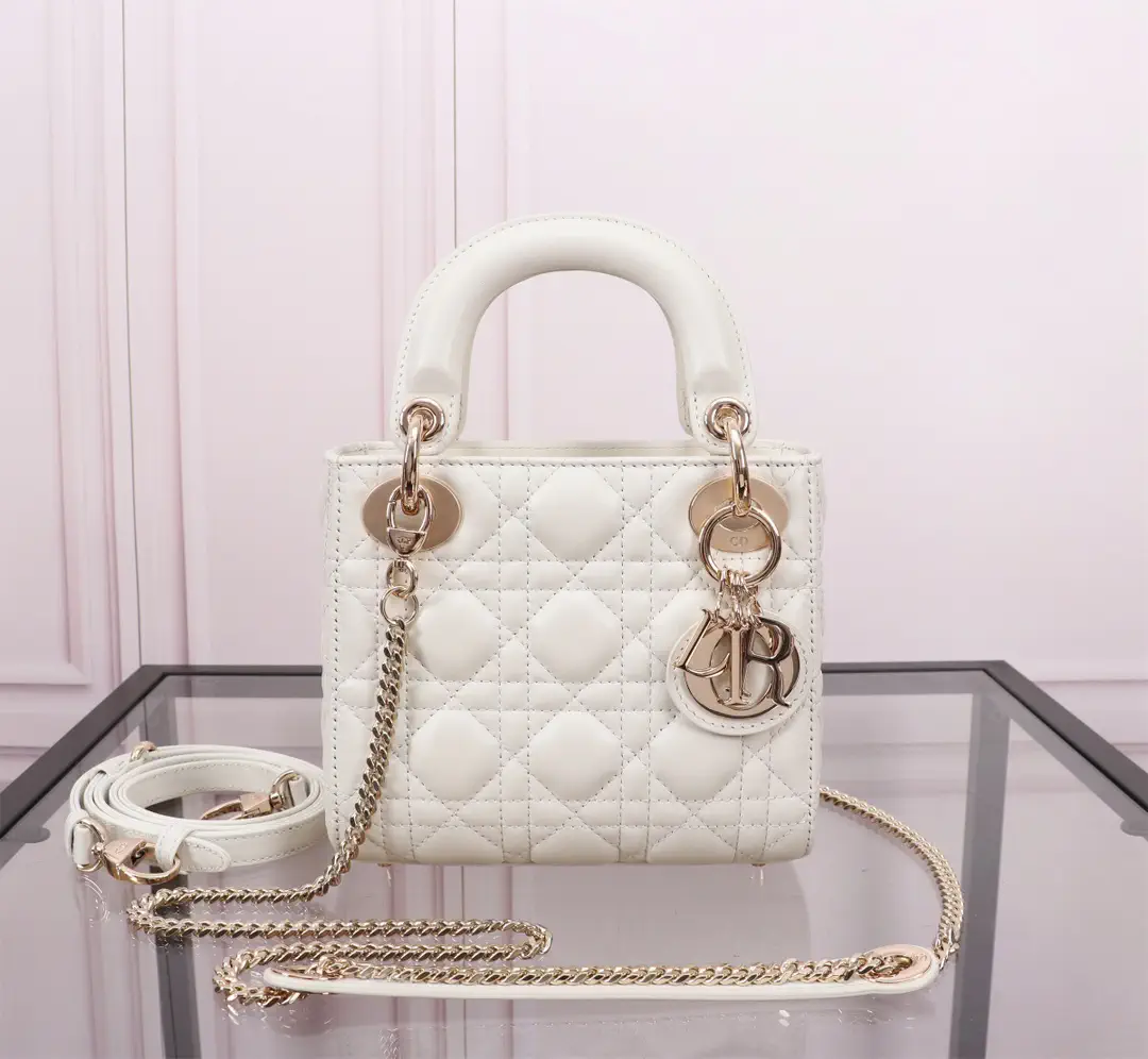 Dior White Quilted Top Handle Bag image 1