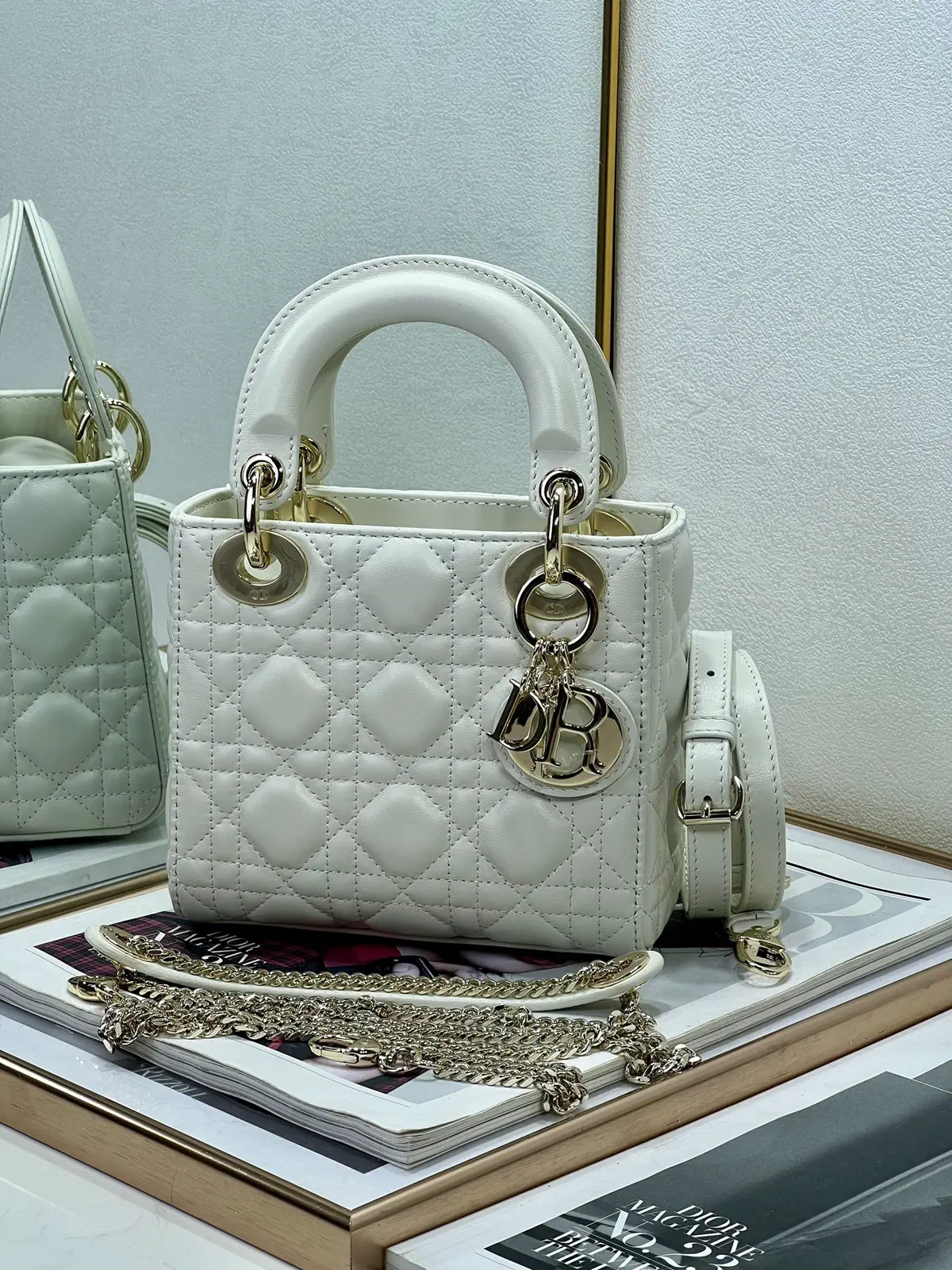 Dior White Quilted Top Handle Bag image 1