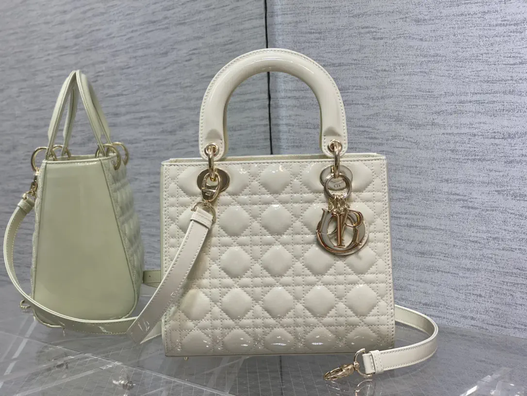 Dior White Quilted Top Handle Bag image 1