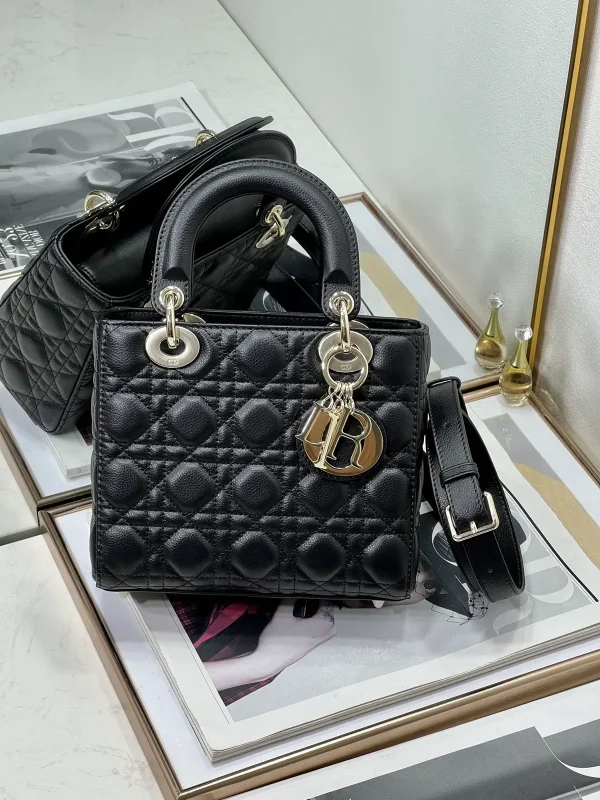 Dior Black Quilted Top Handle Bag image 1