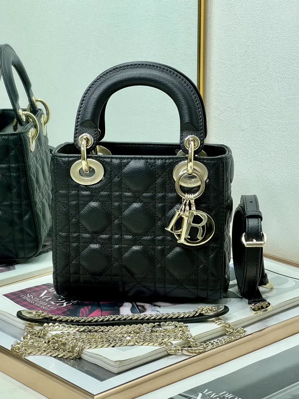 Dior Black Quilted Mini Top Handle Bag image 1