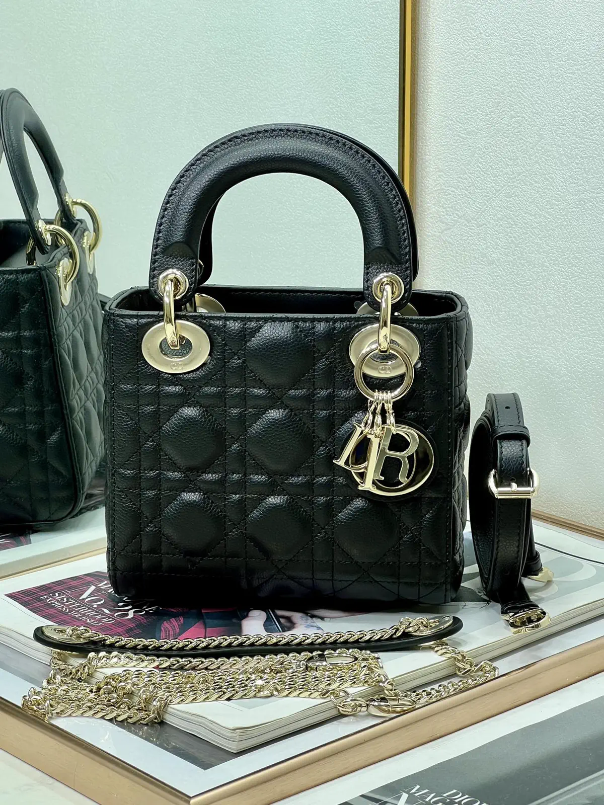 Dior Black Quilted Mini Top Handle Bag image 1