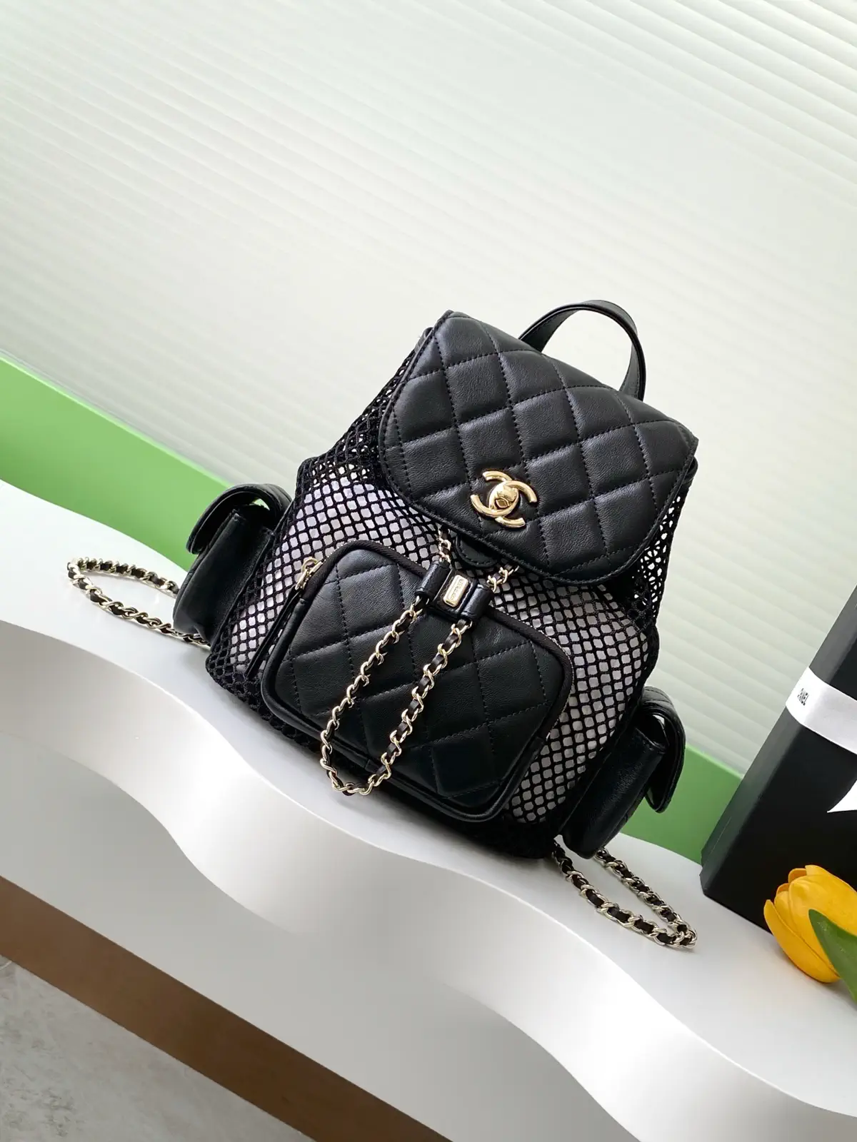 Chanel Quilted Mesh Backpack image 1