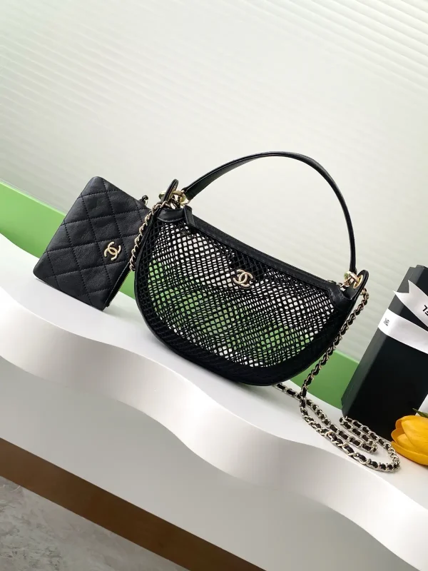 Chanel Quilted Mesh Crescent Shoulder Bag image 1