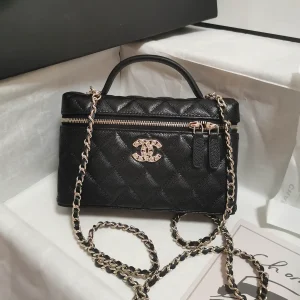 Chanel Quilted Caviar Leather Top Handle Crossbody Bag image 1