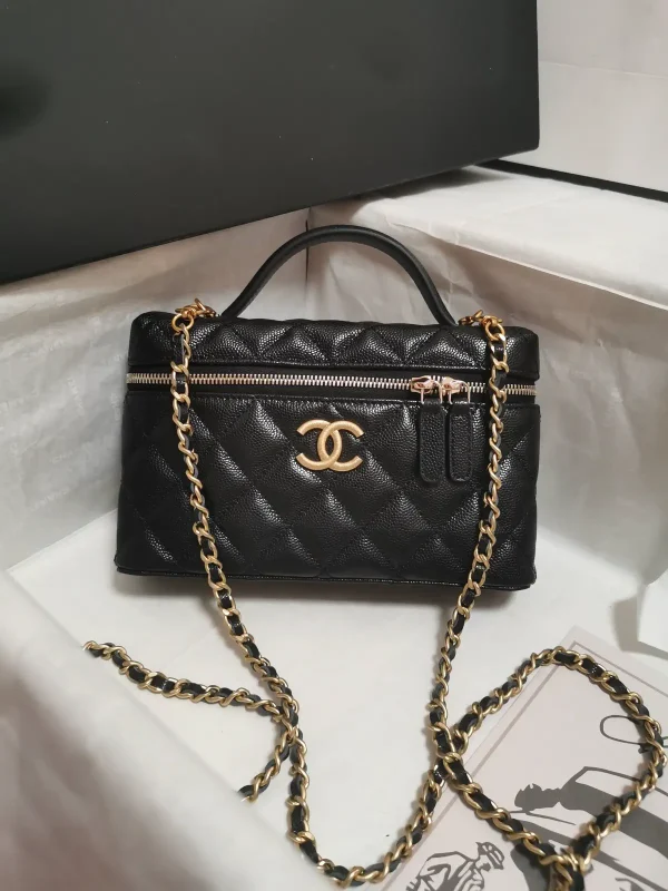 Chanel Quilted Caviar Leather Top Handle Crossbody Bag image 1