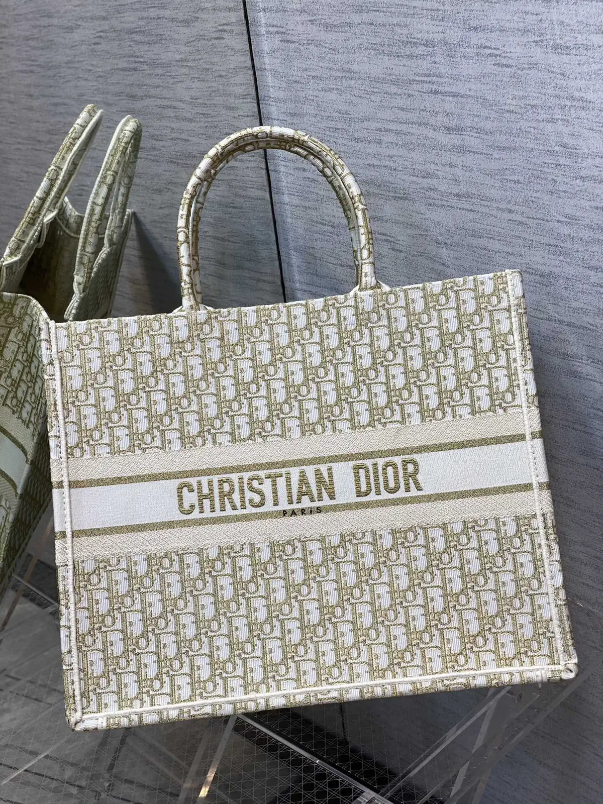 Dior Gold Monogram Tote Bag image 1