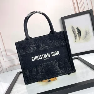 Dior Black Lace Pattern Book Tote Bag image 1