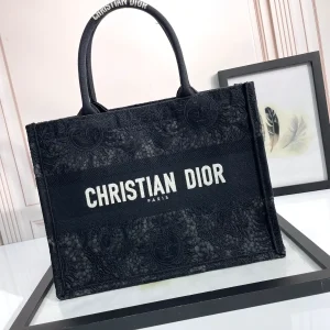 Dior Black Lace Pattern Book Tote Bag image 1