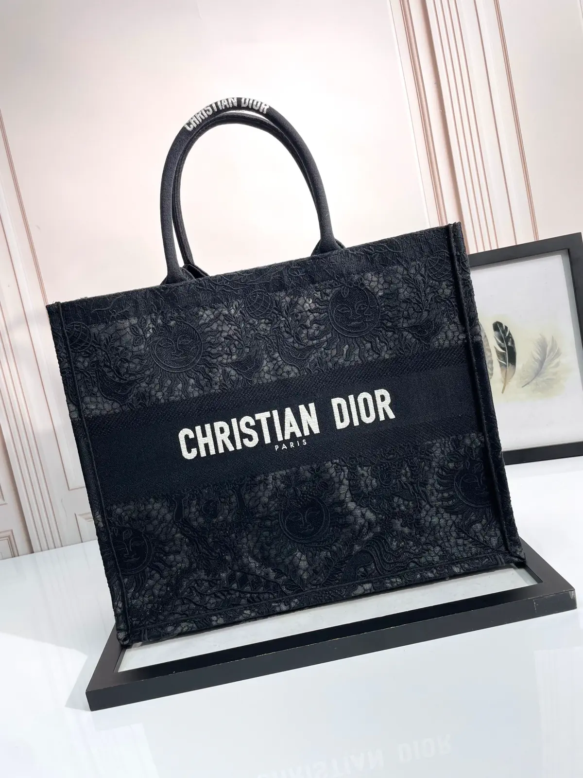 Dior Black Lace Book Tote Bag image 1