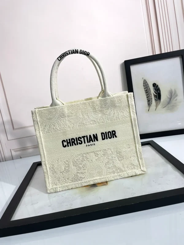 Dior White Lace Book Tote Bag image 1