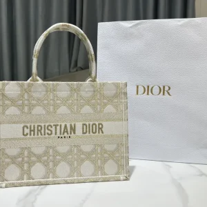 Dior Medium Book Tote Bag with Gold Cannage Embroidery image 1