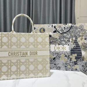 Dior Gold Cannage Embroidered Book Tote Bag image 1