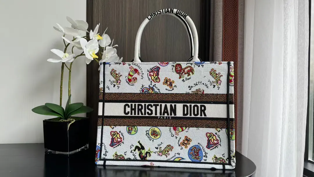 Dior Butterfly Zodiac Embroidered Book Tote Bag image 1