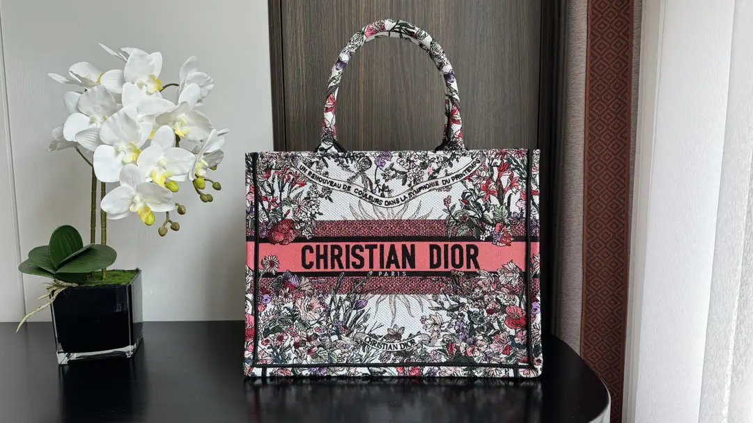 Dior Floral Embroidered Tote Bag image 1