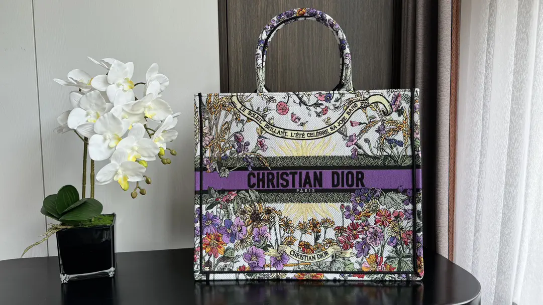 Dior Floral Embroidered Large Tote Bag image 1