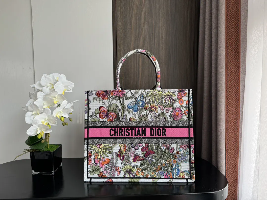 Dior Floral Butterfly Print Book Tote Bag image 1