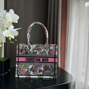 Dior Floral Butterfly Embroidered Book Tote Bag image 1