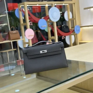 Hermès Dark Gray Epsom Leather Clutch Bag image 1