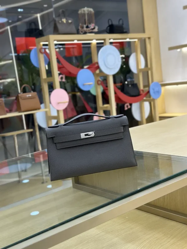 Hermès Dark Gray Epsom Leather Clutch Bag image 1