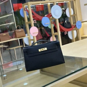 Hermès Black Epsom Leather Mini Kelly Clutch image 1
