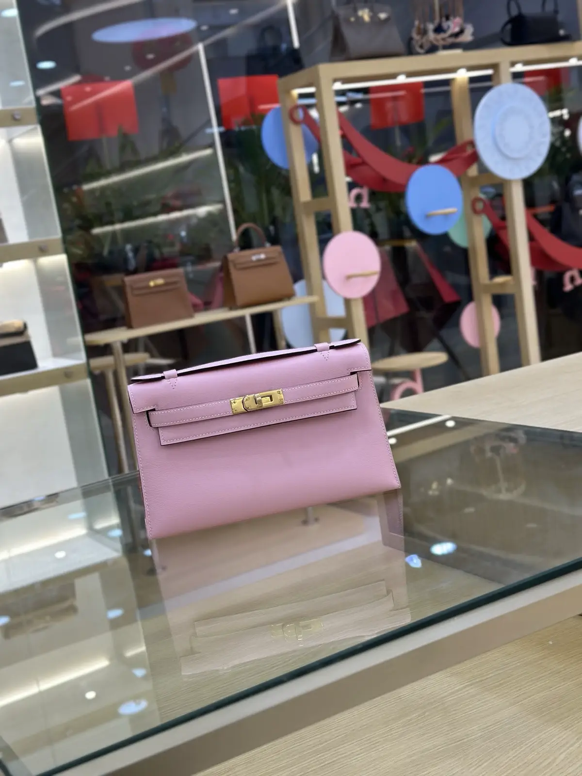 Hermès Pink Mini Kelly Clutch Bag image 1