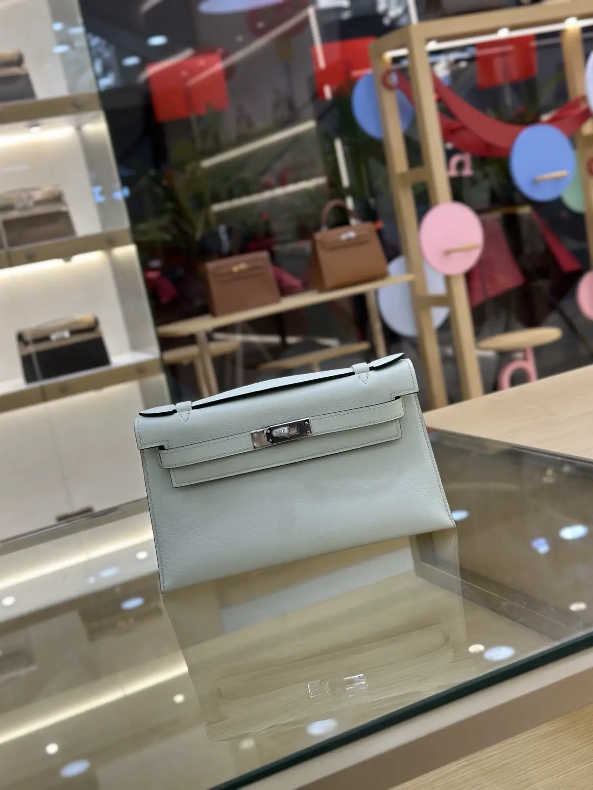 Hermès Light Mint Green Mini Kelly Clutch image 1
