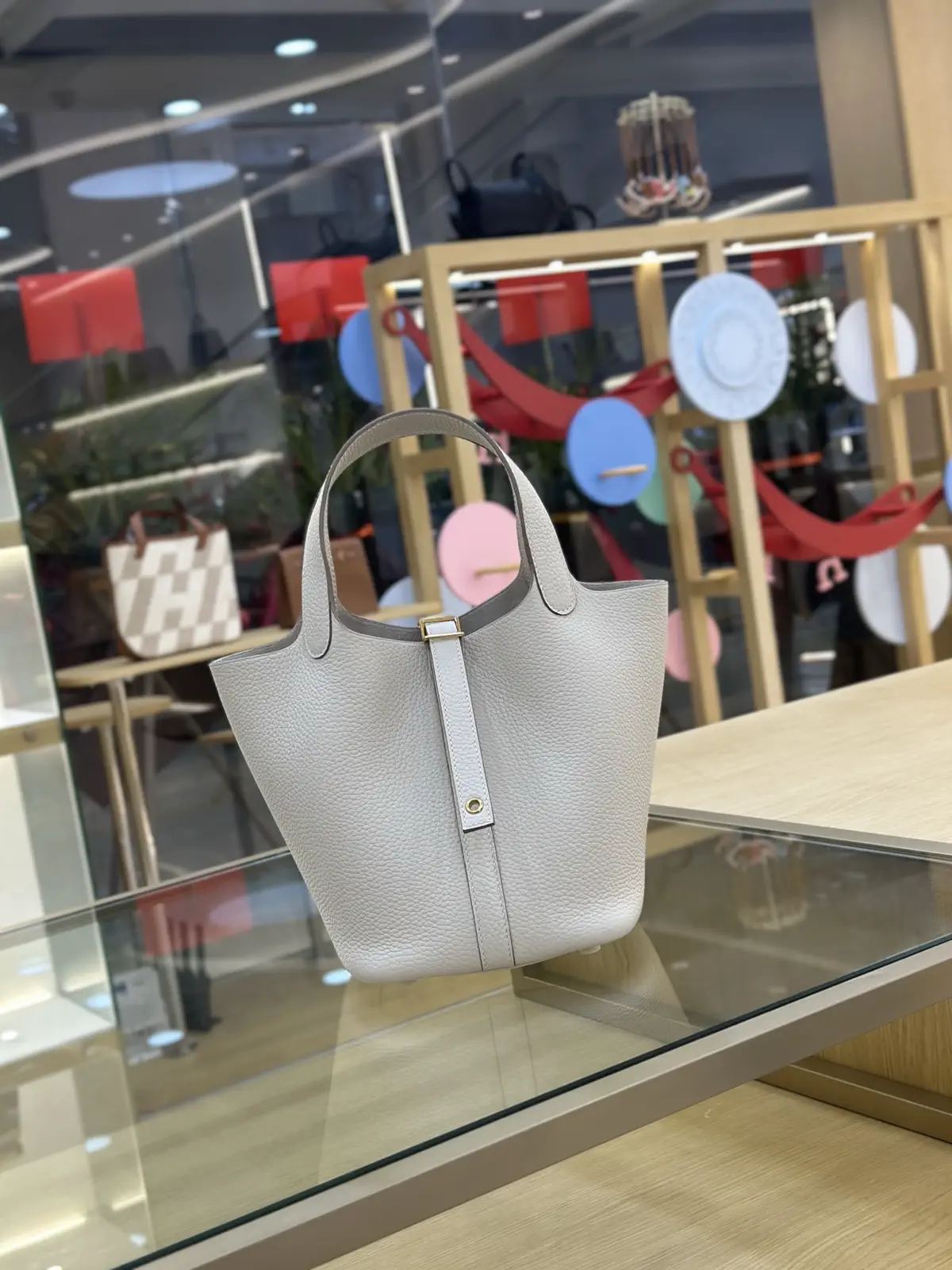 Hermès Light Gray Picotin Top Handle Bag image 1
