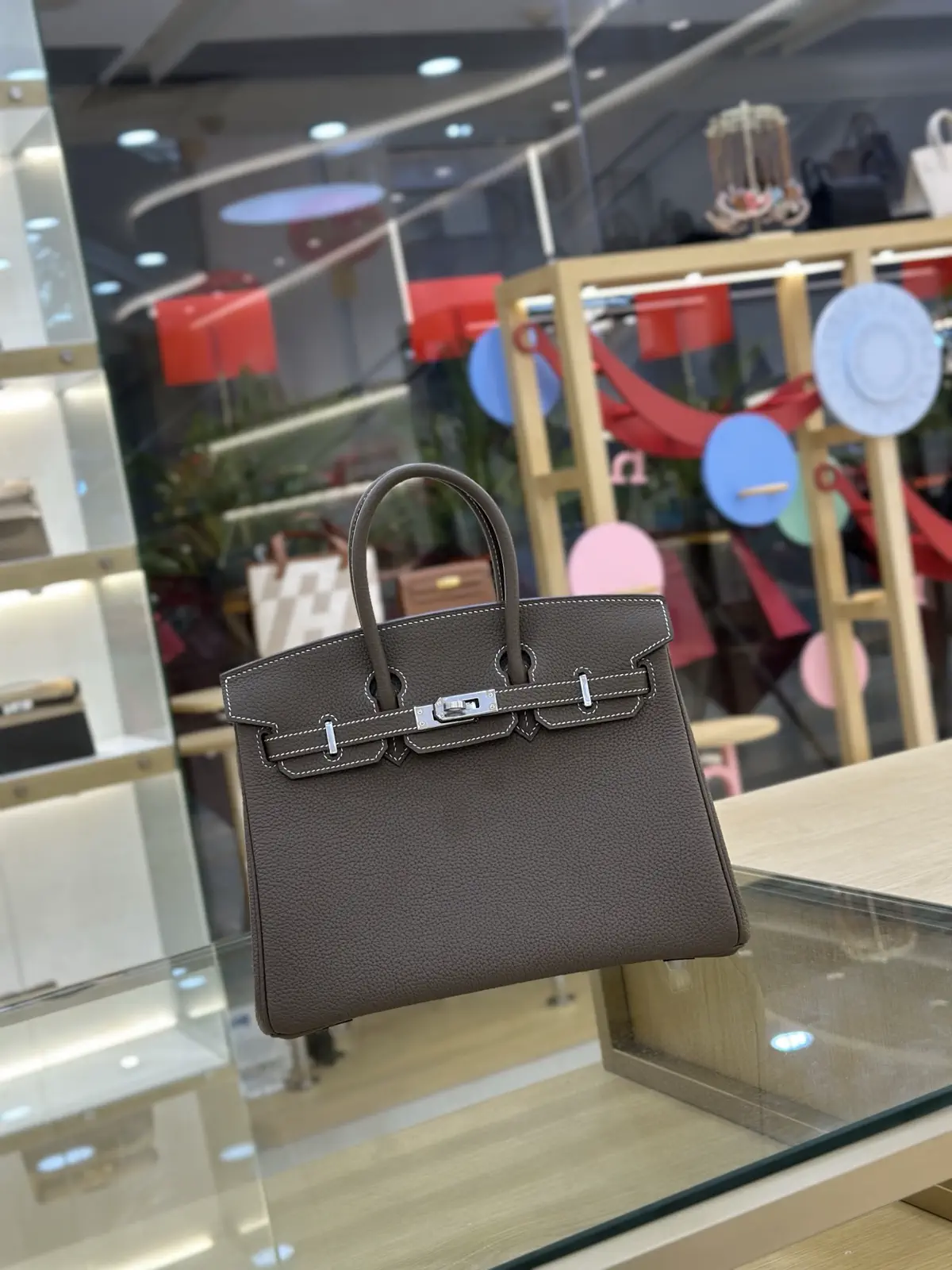 Hermès Etain Togo Leather Top Handle Bag image 1