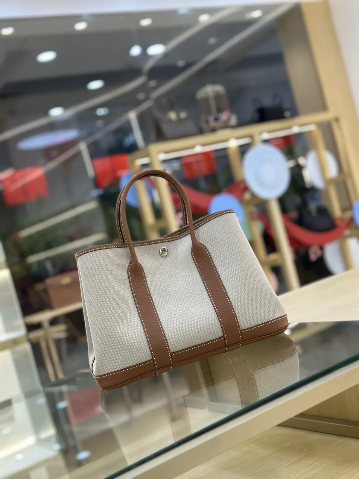 Hermès Canvas and Leather Trim Tote Bag image 1