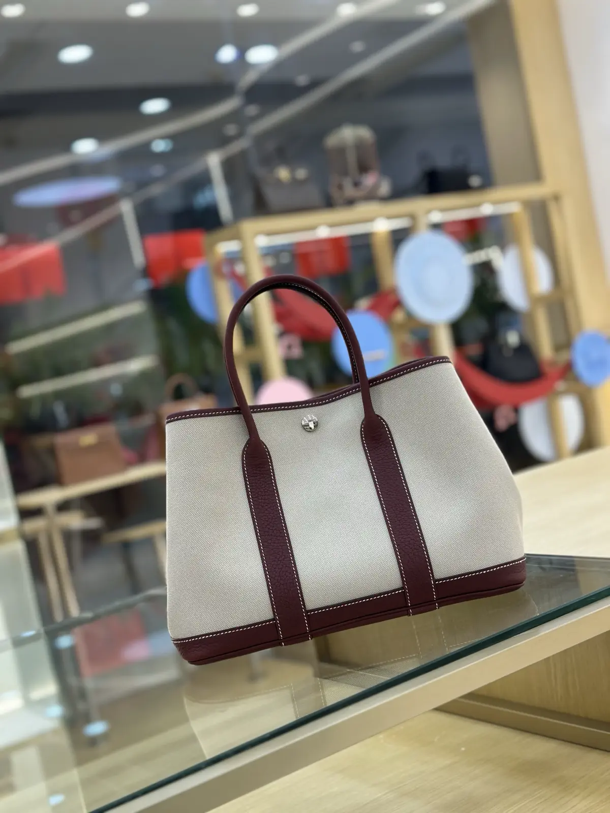 Hermès Canvas and Leather Trim Top Handle Bag image 1