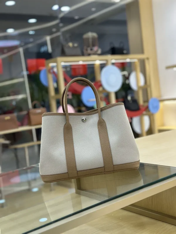 Hermès Canvas and Leather Trim Tote Bag image 1