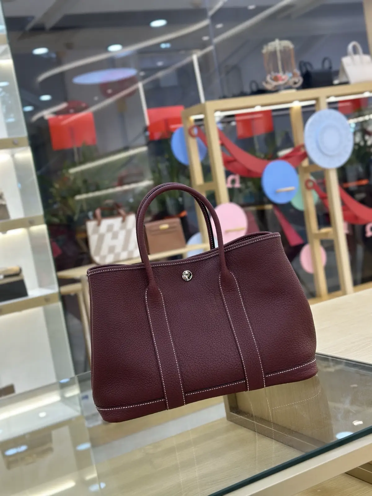 Hermès Burgundy Garden Party Tote Bag image 1