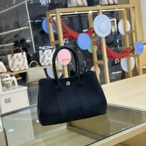 Black Leather Garden Party Tote Bag image 1