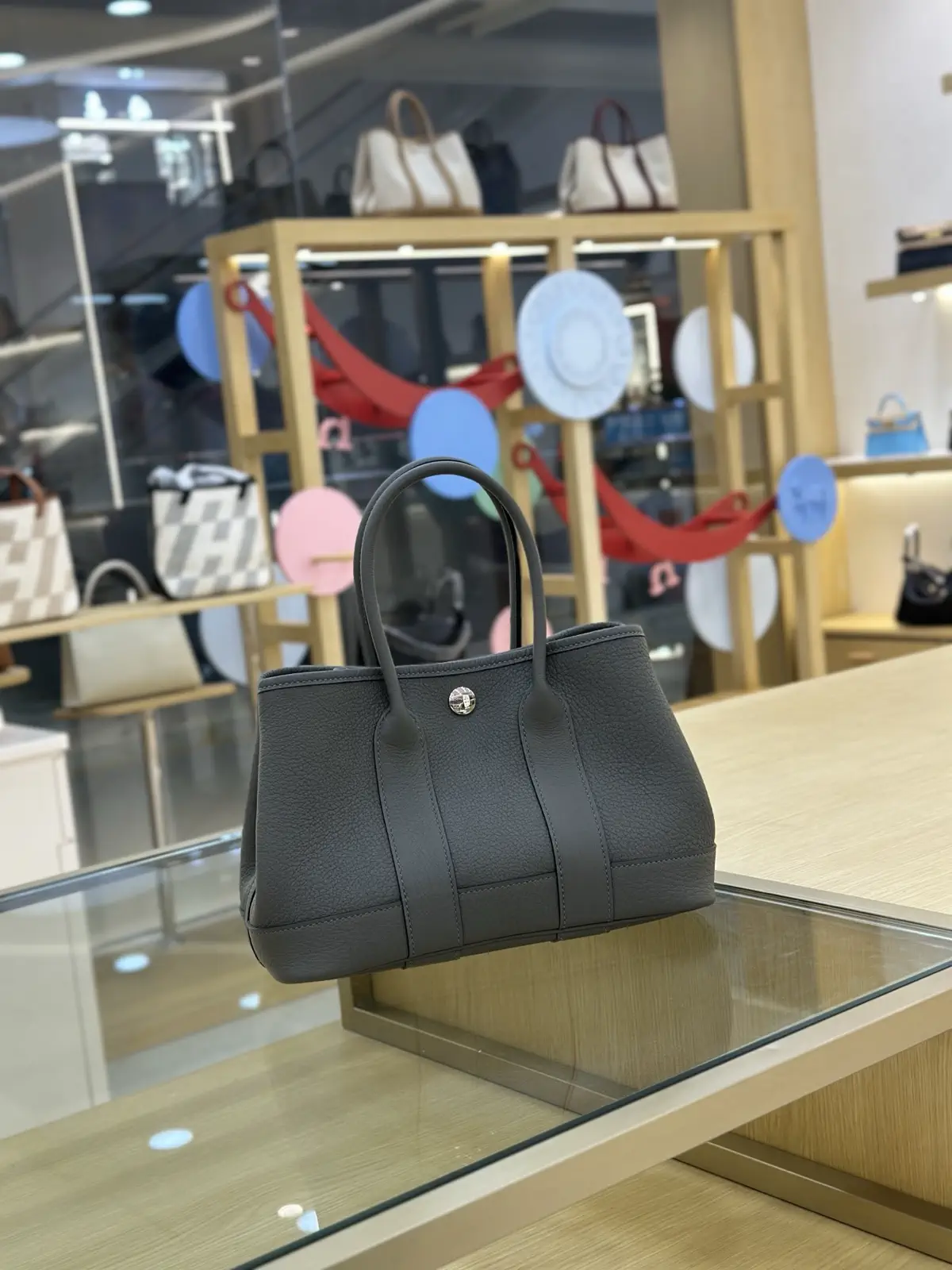 Hermès Grey Leather Garden Party Tote Bag image 1