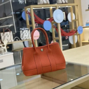 Orange Leather Garden Party Top Handle Bag image 1