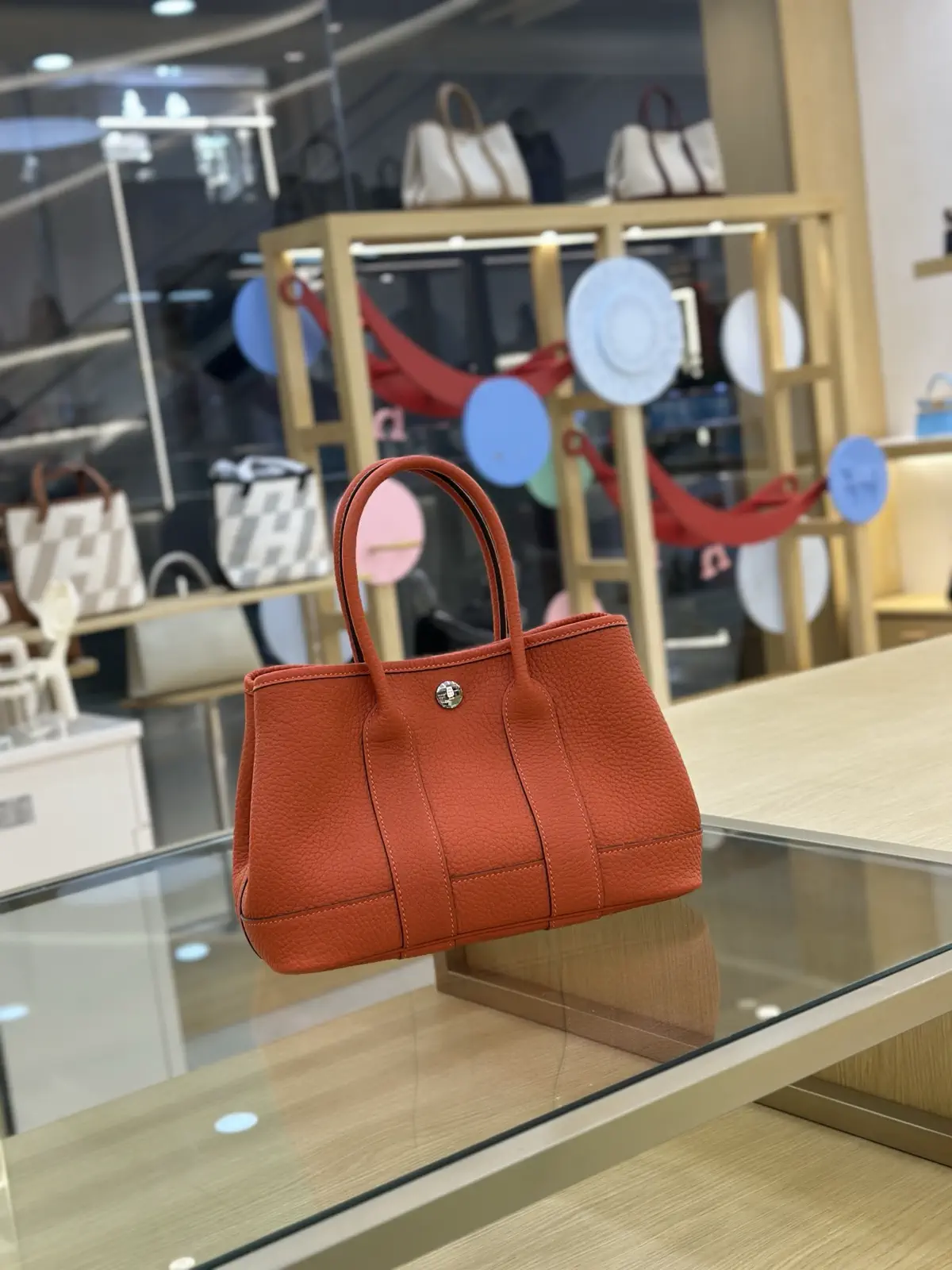 Orange Leather Garden Party Top Handle Bag image 1