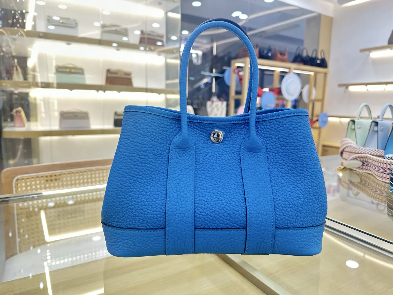 Hermès Blue Leather Garden Party Tote Bag image 1