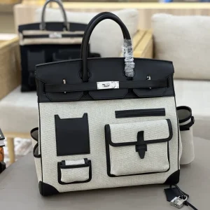 Hermès Black and White Cargo Top Handle Bag image 1