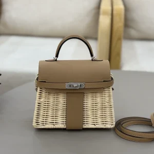 Mini Picnic Woven Top Handle Bag image 1