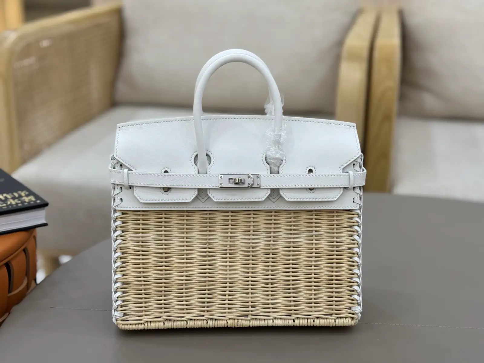 Hermès Wicker and Leather Picnic Top Handle Bag image 1