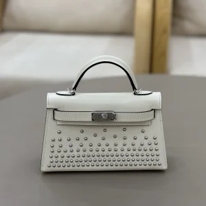 Hermès White Studded Mini Top Handle Bag image 1