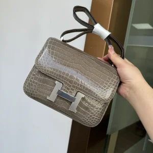 Hermès Taupe Crocodile Constance Shoulder Bag image 1