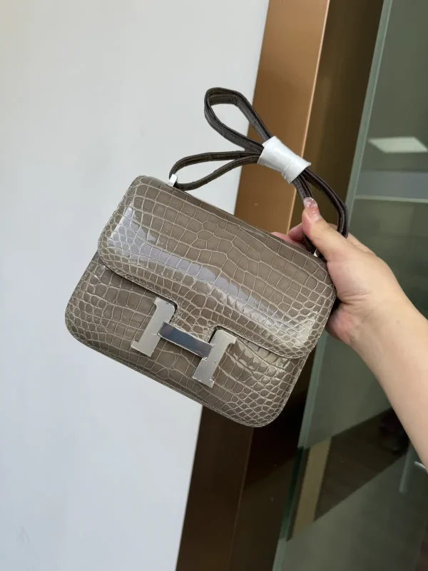 Hermès Taupe Crocodile Constance Shoulder Bag image 1
