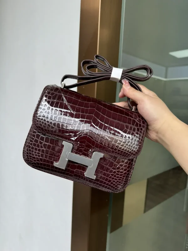 Hermès Burgundy Crocodile Constance Shoulder Bag image 1