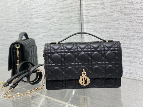 Dior Quilted Top Handle Bag with Chain Strap image 1